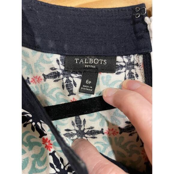 Talbots Geometric Print Linen Blend Sheath Dress, size 6P - Picture 2 of 6